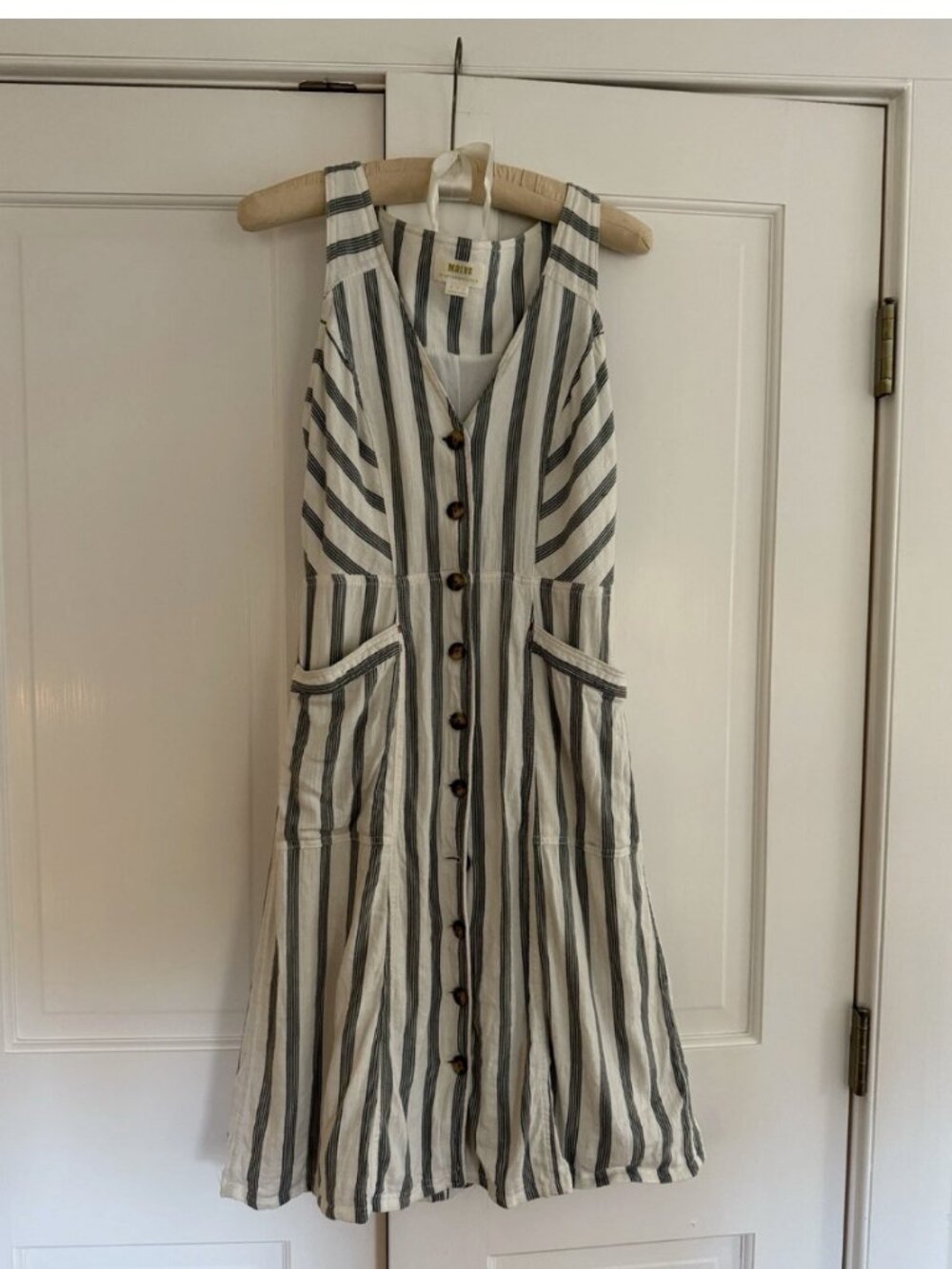 Maeve By ANTHROPOLOGIE Black & white Striped Sleeveless Dress Size 4 - Picture 1 of 8